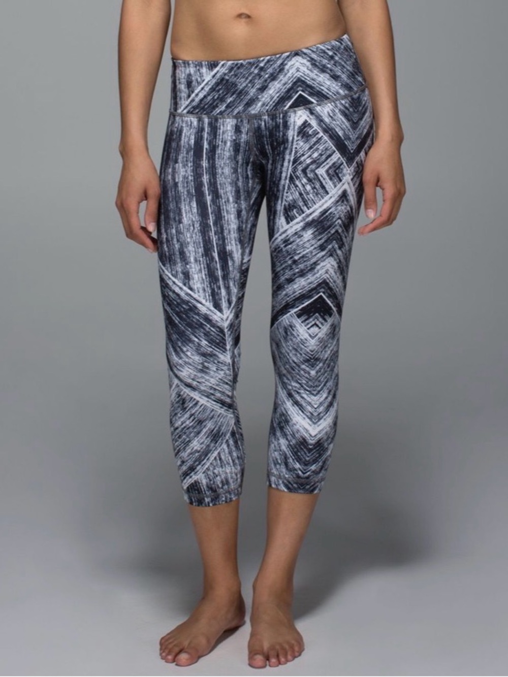 Lululemon Wunder Under Crop II Full-On Luon - Heat Wave White Black